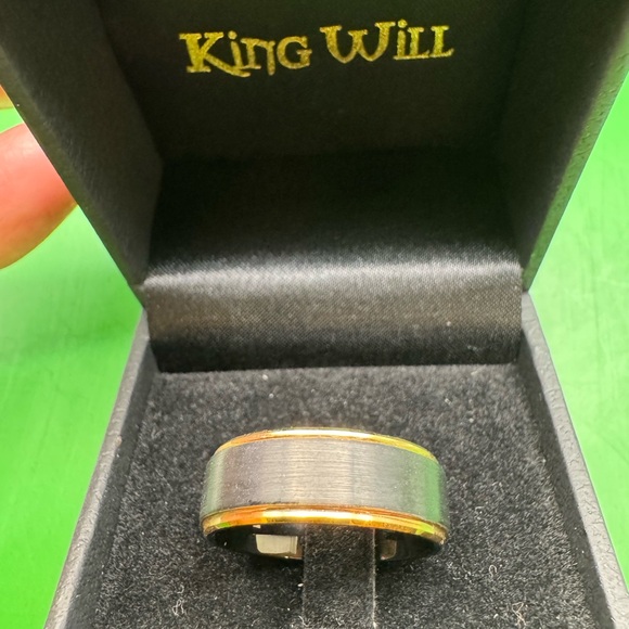 King Will  Gold And Black Plated Tungsten Carbide 8mm Ring Size 10 New - Picture 16 of 16